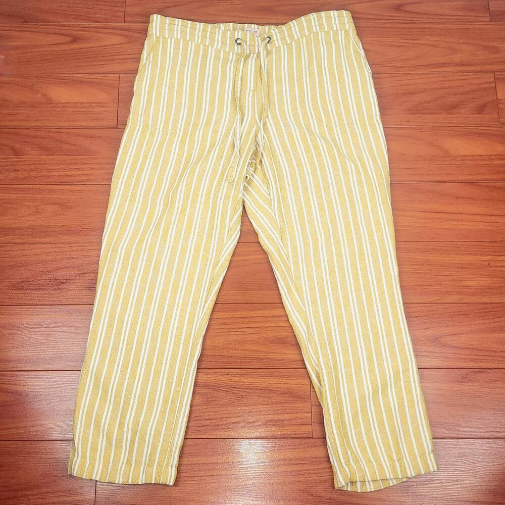 Per se Pants Womens XL Linen Blend Striped beachy boho bohochic coastal